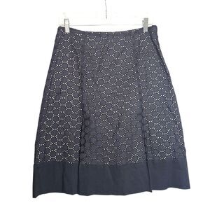 Black Cotton Skirt Eyelet A Line Size 6 Grace Dane Lewis
